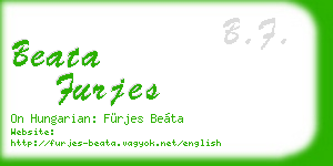 beata furjes business card