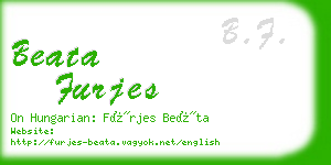 beata furjes business card